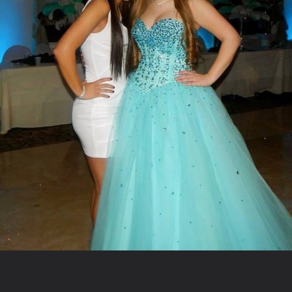 Teal Sweet 16 dress - prom dress - quinceanera dress - Picture 3 of 11